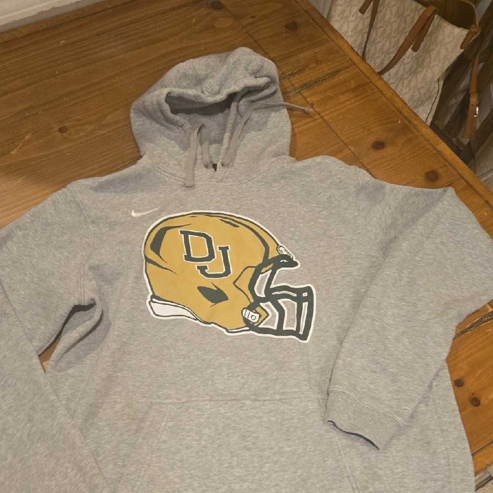 Nike Gray Men's Hoodie with Gold DJ Helmet